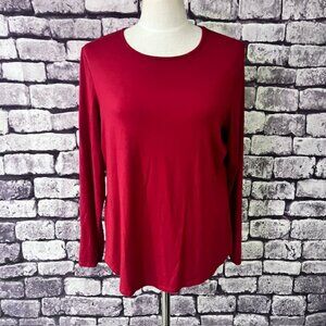 Chico's Red Long Sleeve Crew Neck Tee Size L